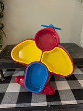 Vintage Pecoware Plane Airplane Children Plate Tray 01701 Propeller Airplane