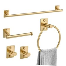 5 Pieces Bathroom Hardware Set Towel Bar Set Stainless Steel Towel Brushed Gold