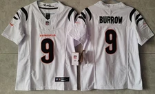​​Tariffs​ Free~ YOUTH'S Joe Burrow #9 Bengals FUSE White Sewn Stitched Jersey.