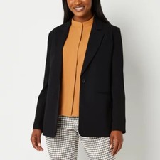 NWT Worthington Black Single Button Relaxed Fit Blazer Jacket Womens Size Medium