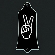 GUITAR TRUSS ROD COVER - Custom Engraved - Fit USA GIBSON - PEACE FINGERS Black