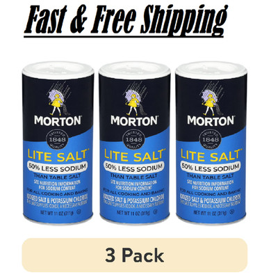 (3 pack) Morton Lite Salt Low Sodium Salt Alternative 11 oz