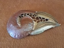 Vintage 70s Brutalist Abstract Mixed Metals Belt Buckle Hippie Boho Copper Brass