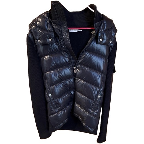 Moncler Grenoble Men’s Black Down Puffer Jacket Hooded Full Zip Logo, XL