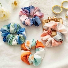 4 PCS TieDye Colorful Hair Scrunchies Big Elastic Band Ponytail Holder