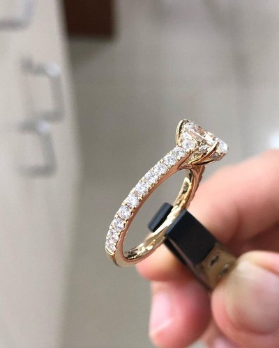 1.50 Ct Oval Real Moissanite Solitaire Engagement Ring 14k Yellow Gold Plated - Picture 3 of 5