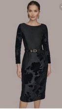 NWT Donna Karan New York Embossed Boat Neck Dress, size 12, Black, $199