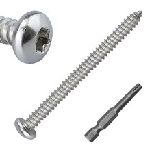 50pk 12 x 2 Pan Head Torx Self Tapping Screws, 304 SS  Bit