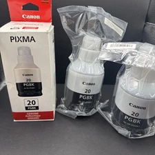CANON 20 PGBK Genuine INK SUPPLIES GI-20 PIGMENT BLACK BOTTLE Pixma Lot Off 3
