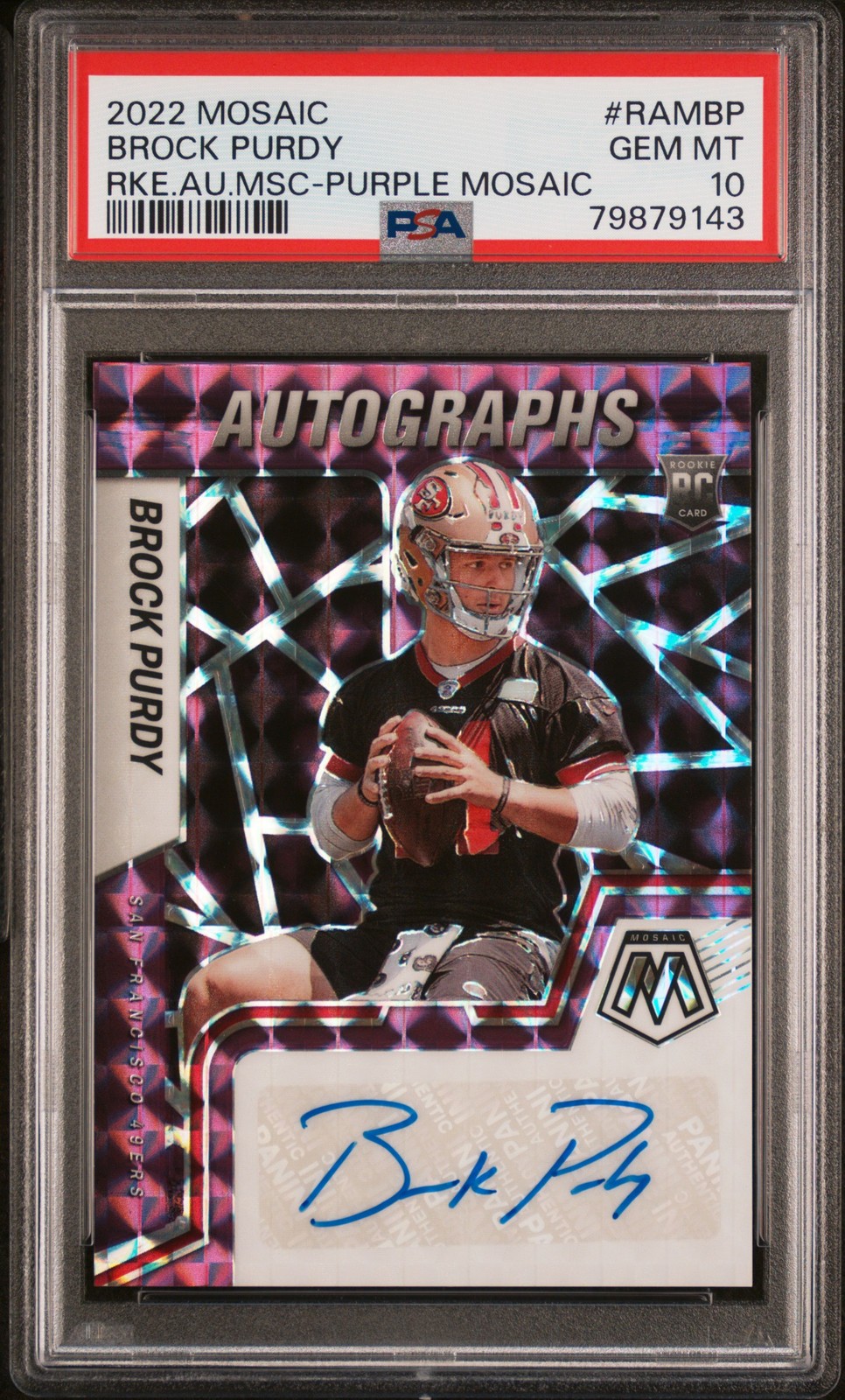 Brock Purdy Panini Mosaic Rookie Autograph Mosaic #RAMBP Purple