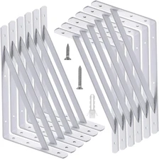 12 Pack Heavy Duty Shelf Brackets 9.8 X 6.3 Inch Floating Shelves White