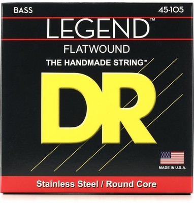 DR Strings Legend- Polished Flatwound Stainless Steel Bass Strings: Medium 45...