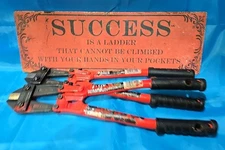 2 PRE-OWNED KLEIN TOOLS 14" BOLT CUTTER STEEL-HANDLE #63314. 5/16 SOFT 3/16 HARD