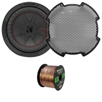 Kicker 48CWR82 8'' 600W 2 Ohm Dual Voice Coil Subwoofer (Single), Grille, Wire