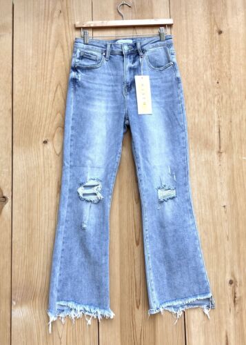 Risen Jeans NWT #RDP5479 Distressed Raw Hem Light Wash Sz 5/27
