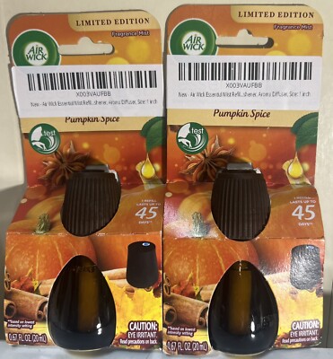 Air Wick Essential Mist Refill  Limited Edition PUMPKIN SPICE 2 pk .67 oz each