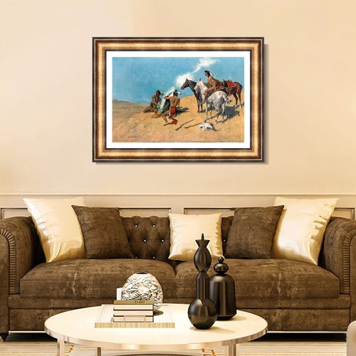 Arte de lona enmarcada impresión Giclee la señal de humo de Frederic Remington arte de pared - Imagen 2 de 16