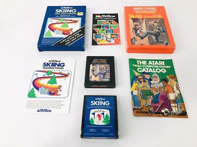Atari 2600 Video Game Cartridge With Box Skiing And Maze Craze