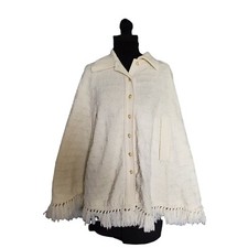 Vintage 60s Cuddle Knit Fringed Poncho Cape
