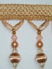 5 Yards - 3.5" width Tassel Fringe Trim  Crystal Beads Ball Gold Peach Color — photo 1
