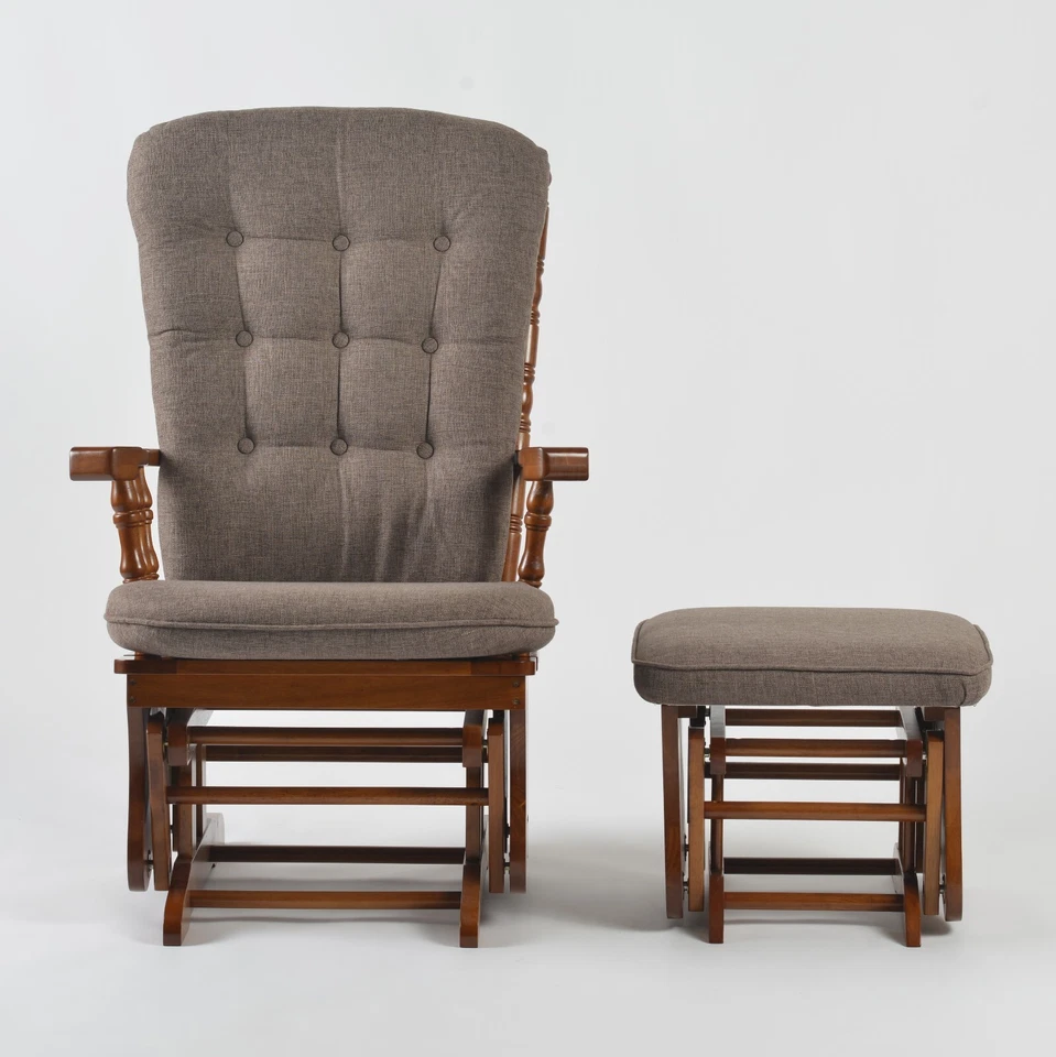 Cadeira planador almofada grossa cadeira de balanço com otomano para amamentação e relaxamento EUA - Imagem 3 de 4