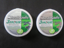  2 Tins Breath Savers Spearmint 3 Hour Long Lasting Sugarfree Mints 1.27 Oz Ea