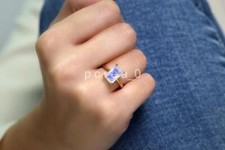 Solid Brass Moonstone Ring Gemstone Ring, Rectangle Ring June Birthstone F10
