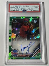 Luis Garcia 2019 Bowman 1st Chrome Green Sapphire Huge Prospect Auto Atomic Psa9