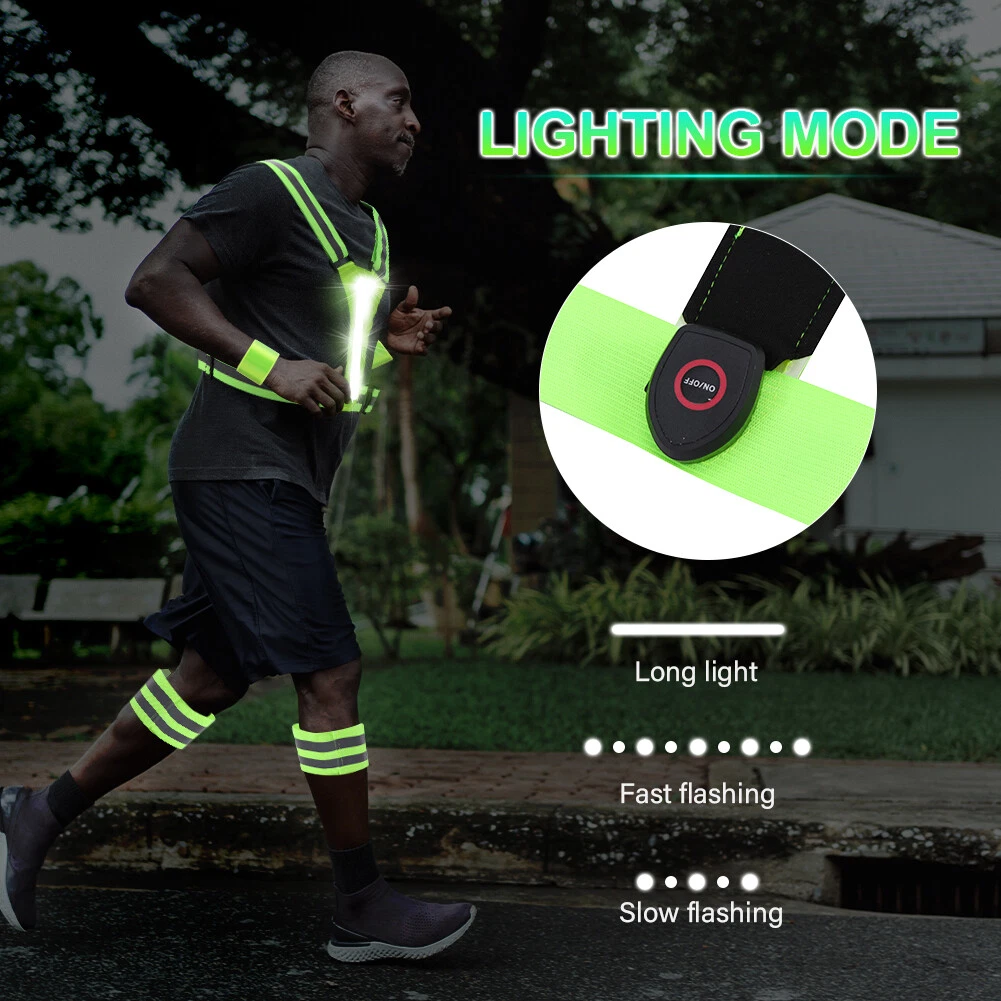 Led Reflective Vest Running Gear, Usb Rechargeable Led Light Up