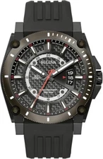 Bulova Men's Precisionist Quartz  Watch Black Polyurethane Strap 47 MM 98B417