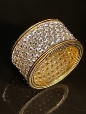 925 STERLING SILVER VERMEIL AND CZ WIDE ETERNITY BAND RING SIZE 7.34