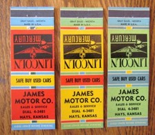 FORD LINCOLN MERCURY CAR DEALER: JAMES MOTORS (HAYS, KANSAS) (3 DIFFERENT) -G9