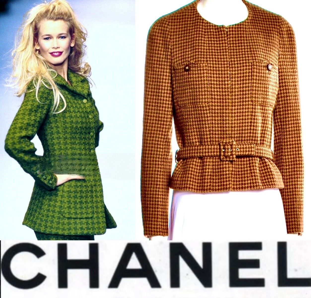 Chanel Vintage 1996 Brown Tweed Jacket 38 40 42 6 8 10 Coat Top Black Belt L M thumbnail 3