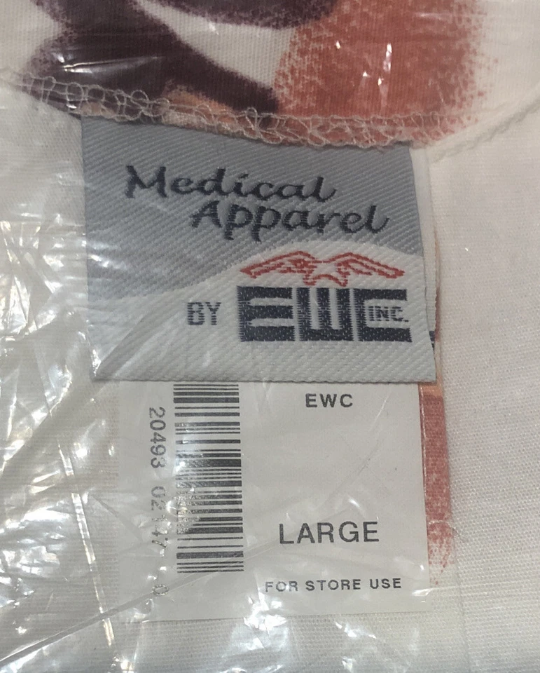 MEDICAL APPAREL BY EWC LARGE ROSE DESIGN SCRUB TOP NEW - Image 4 of 4