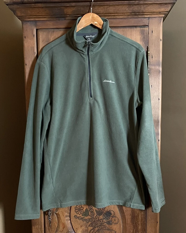 EDDIE BAUER Men’s Size TL 1/4 Zip Fleece Long Sleeved Green Pullover