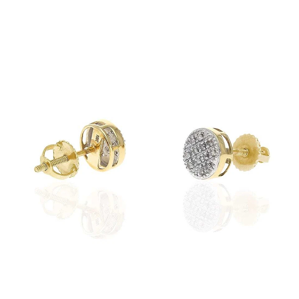 .10CTW Natural Diamond 10K Yellow Gold Pave Round Cluster Stud Earrings 7mm - Image 4 of 4