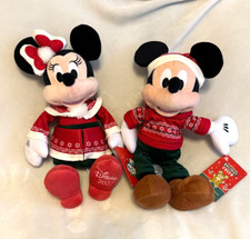 Disney Mickey  Minnie Mouse Holiday Christmas Medium Plush 15" 2022 Dated