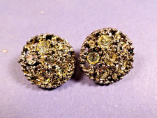 Antique Matching SHOE CLIPS Dress Clips Silver Tone  Clear Rhinestone 3/4"