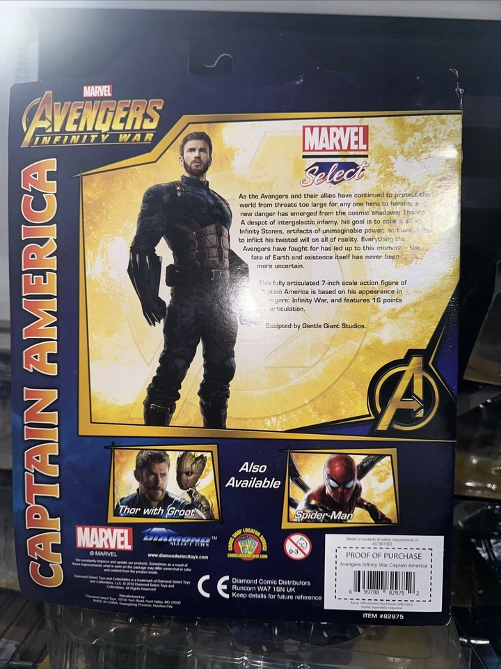 Marvel Select ~ ЭКШН-ФИГУРКА КАПИТАНА АМЕРИКИ ~ Мстители: Война бесконечности ЗАПЕЧАТАННАЯ - Изображение 4 из 4