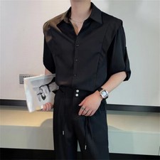 Men Summer Outfit 2-Piece Set Long Sleeve Shirt and Pants Sweatsuit Set