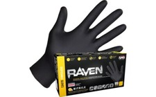 SAS Raven Black Nitrile Gloves Powder Free, 7mil - 100 Qty