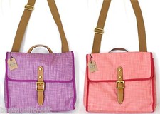 NEW-FOSSIL KEYPER PURPLE+PINK PLASTIC CANVAS CROSSBODY,SHOULDER+MESSENGER BAG