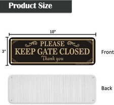 2 Pack Please Keep Gate Closed Sign, 10 x 3 Inches Rust Free Aluminum Metal W...
