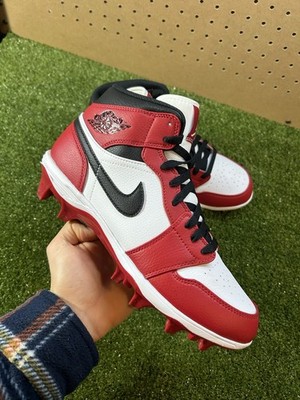 Nike Air Jordan 1 Mid TD Football Cleats Chicago White Red FJ6805