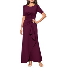 NWT XSCAPE Demi Scuba Ruffle Puff Sleeve Gown Red Evening Wedding Guest Womens 8