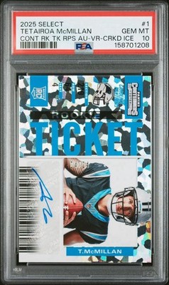 Tetairoa McMillan 2025 Select Contenders Variation Cracked Ice Auto 04/24 PSA