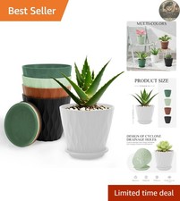 Classic Lightweight Plastic Flower Pots 10CM – 5 Pack for
