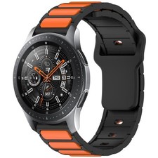 For Samsung Galaxy Watch 22mm Two-Tone I-Shaped Silicone Strap Black