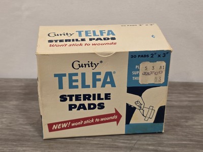 Sterile Pads Advertising Box Kendall Curity Telfa Original Content Vintage 1970s