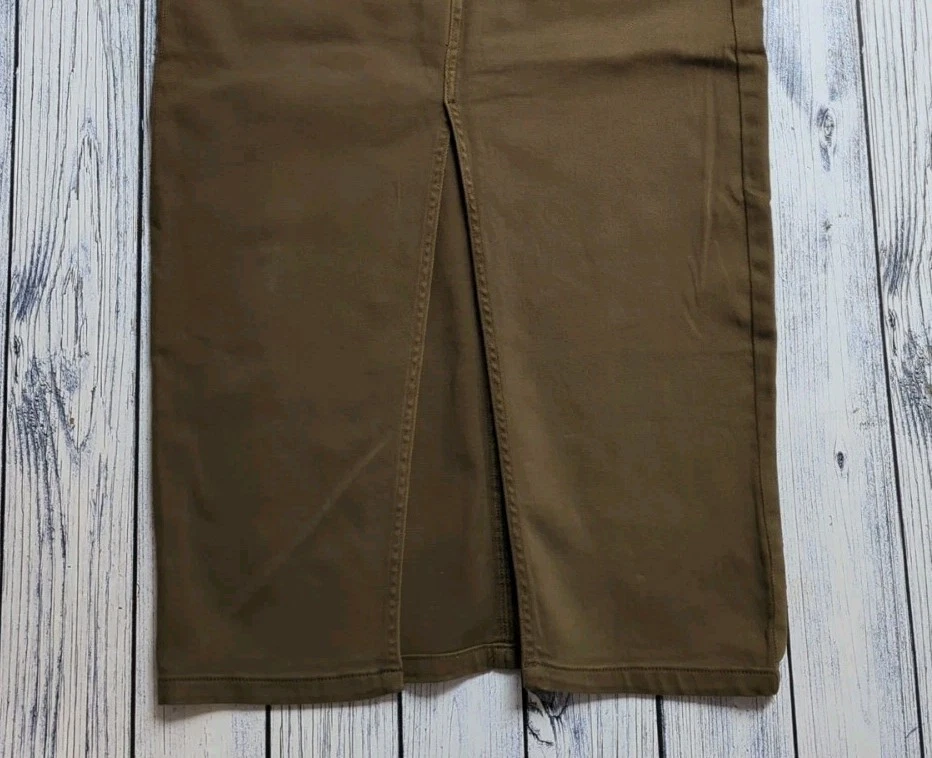 My Essential Wardrobe Lara Stretch Front Slit Maxi Skirt Military Olive Wash 10 - Image 3 of 4